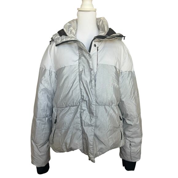 Erin Snow Lolita Parka Jacket Silver Aluminum Size 6 - Picture 6 of 16